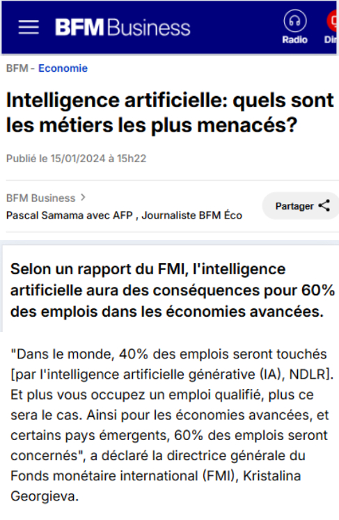 Intelligence artificielle: quels sont les métiers les plus menacés?