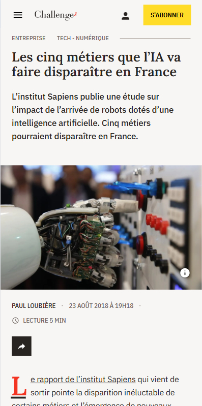 Les cinq métiers que l’IA va faire disparaître en France