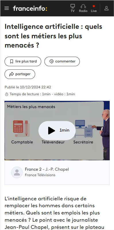Intelligence artificielle : quels sont les métiers les plus menacés ?
