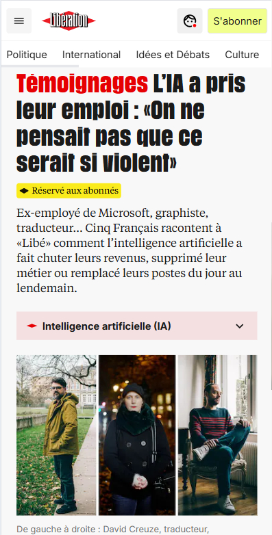 Témoignages L’IA a pris leur emploi : «On ne pensait pas que ce serait si violent»